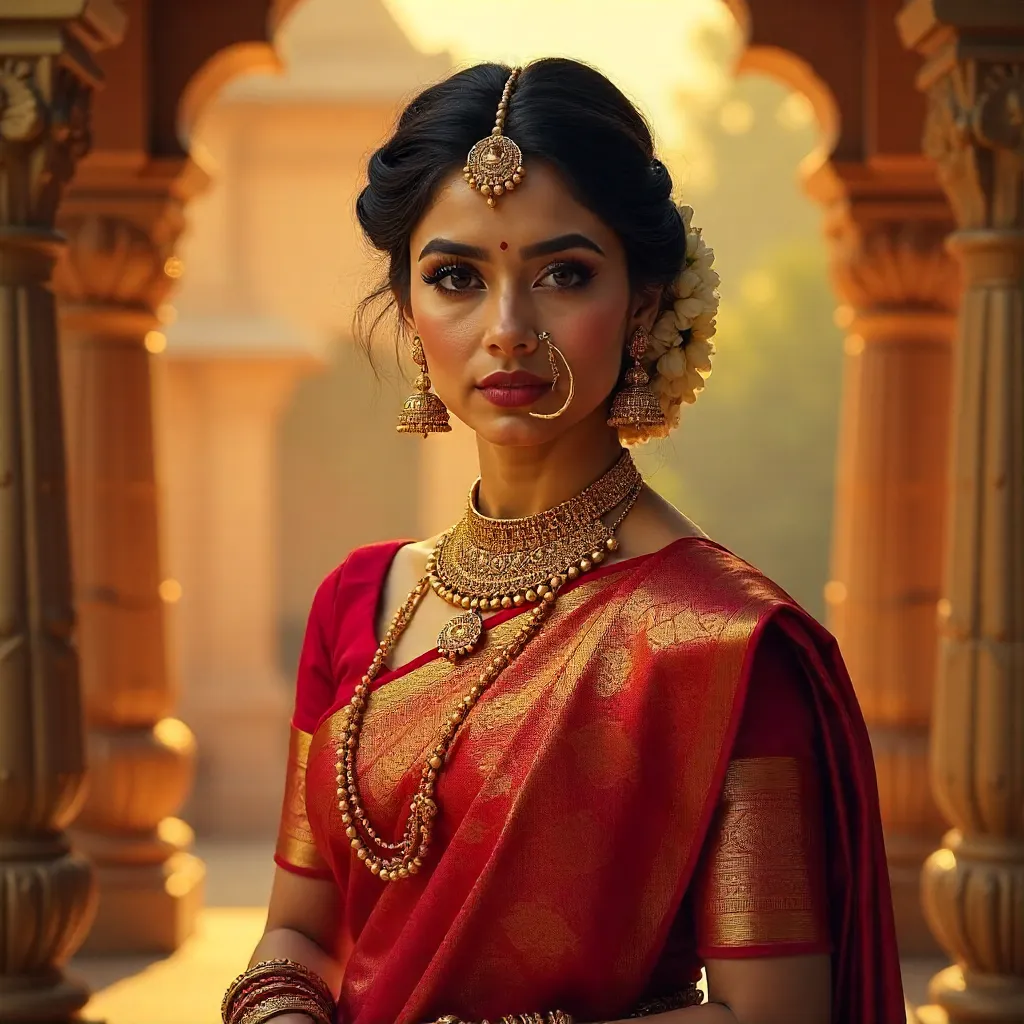 Elegant South Indian Bride with Jasmine Hair
