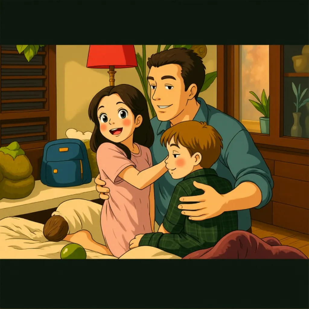 Adam Sandler, Bailee Madison, and Griffin Gluck in Just Go with It (2011) - Anime style