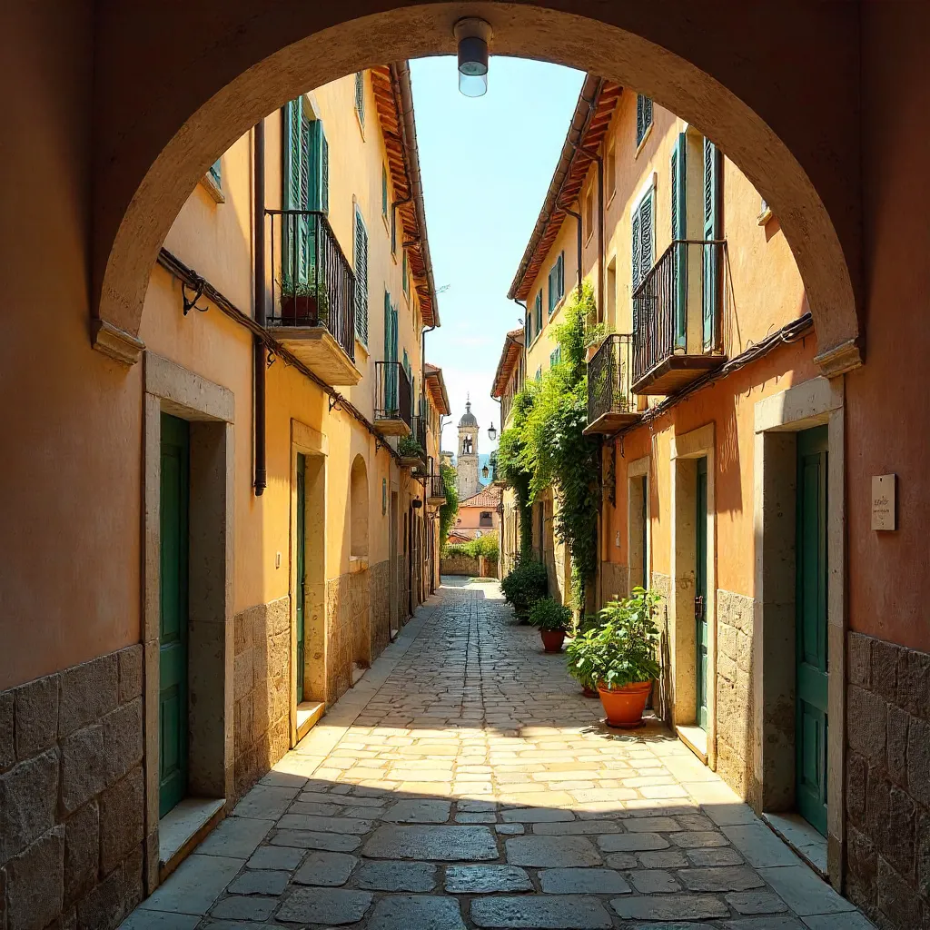 Sunlit Savona Caruggi: Historic Alleyway