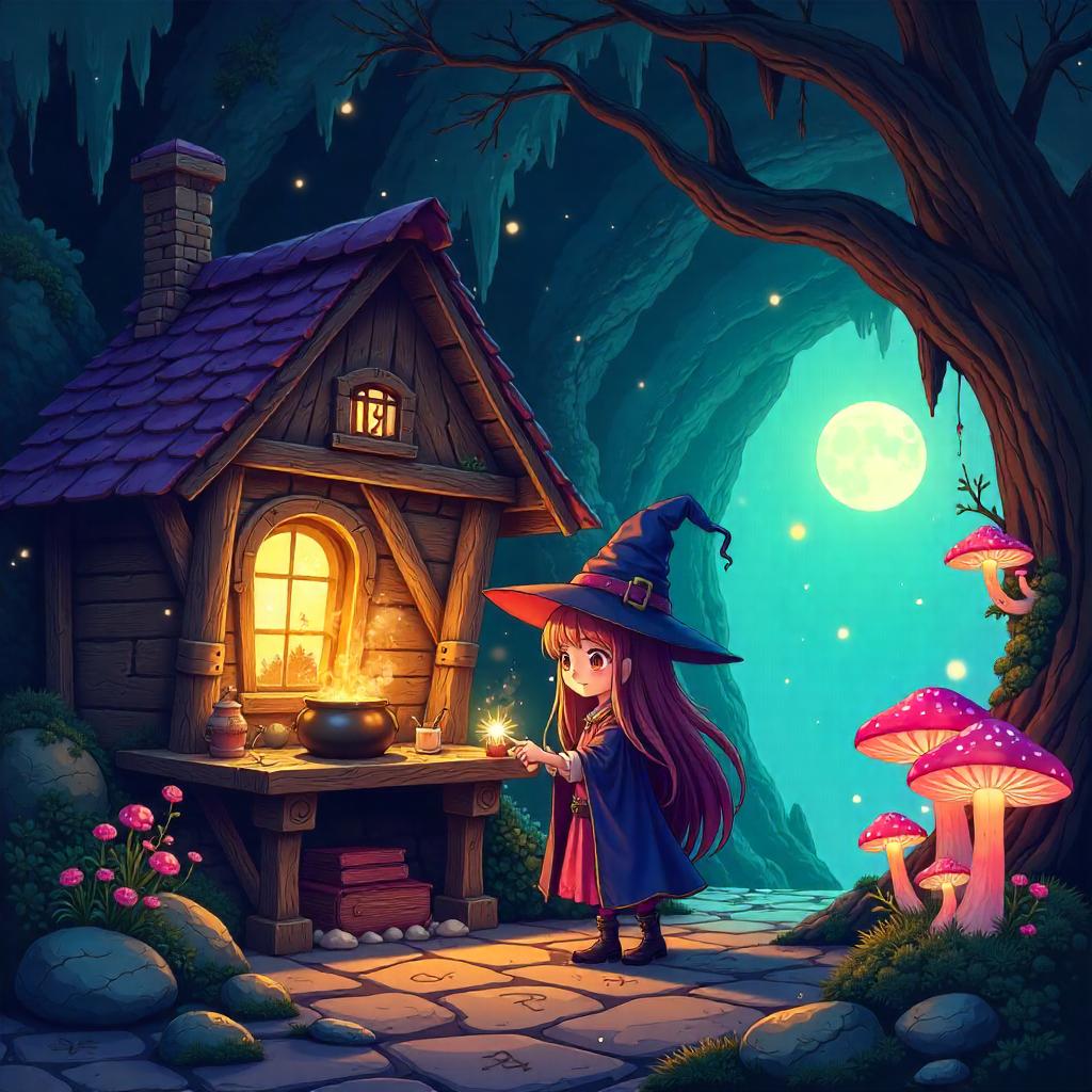 Anime Cave Witch Hut: Cozy Spell Workshop