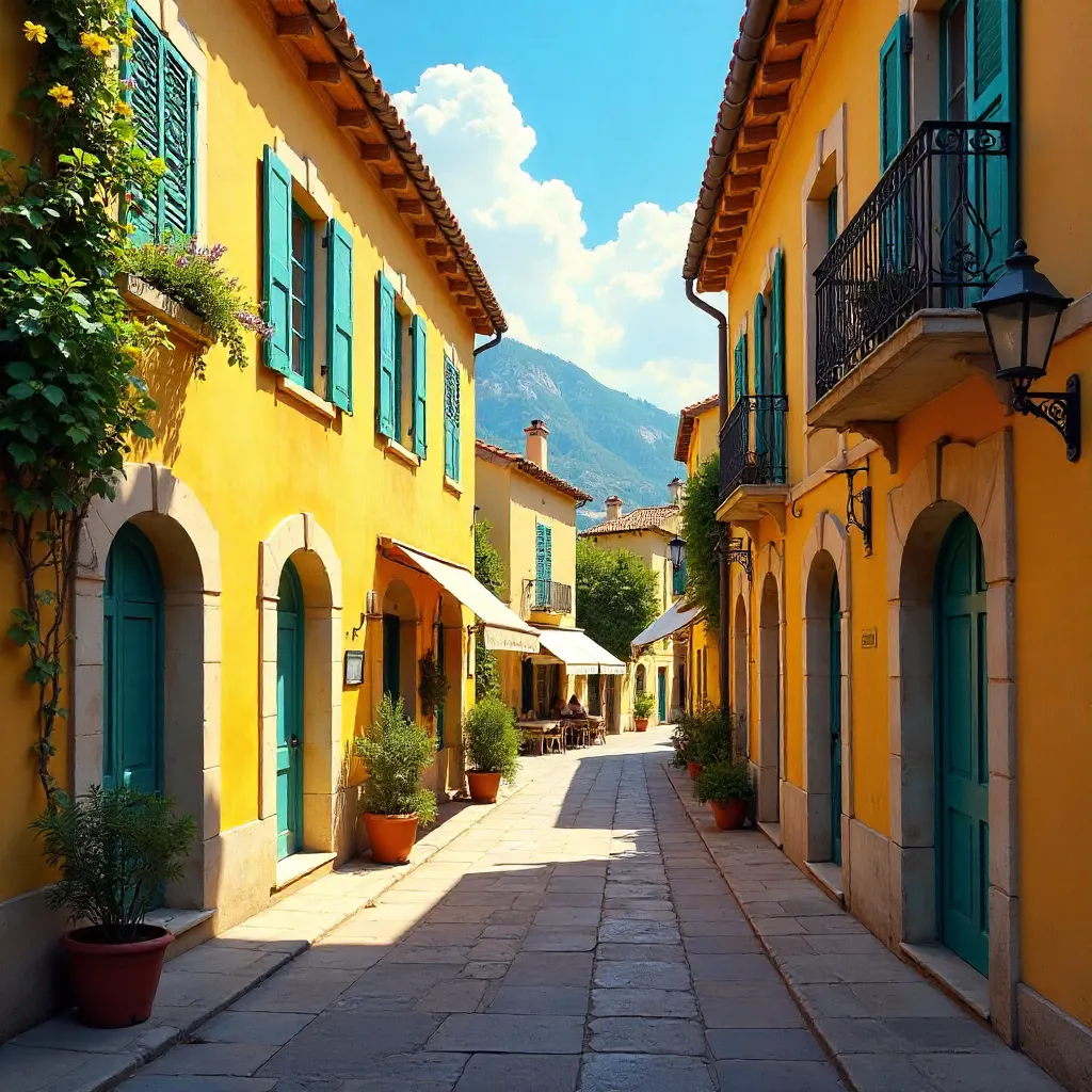 Provencal Sunlit Facades in Yellow and Orange