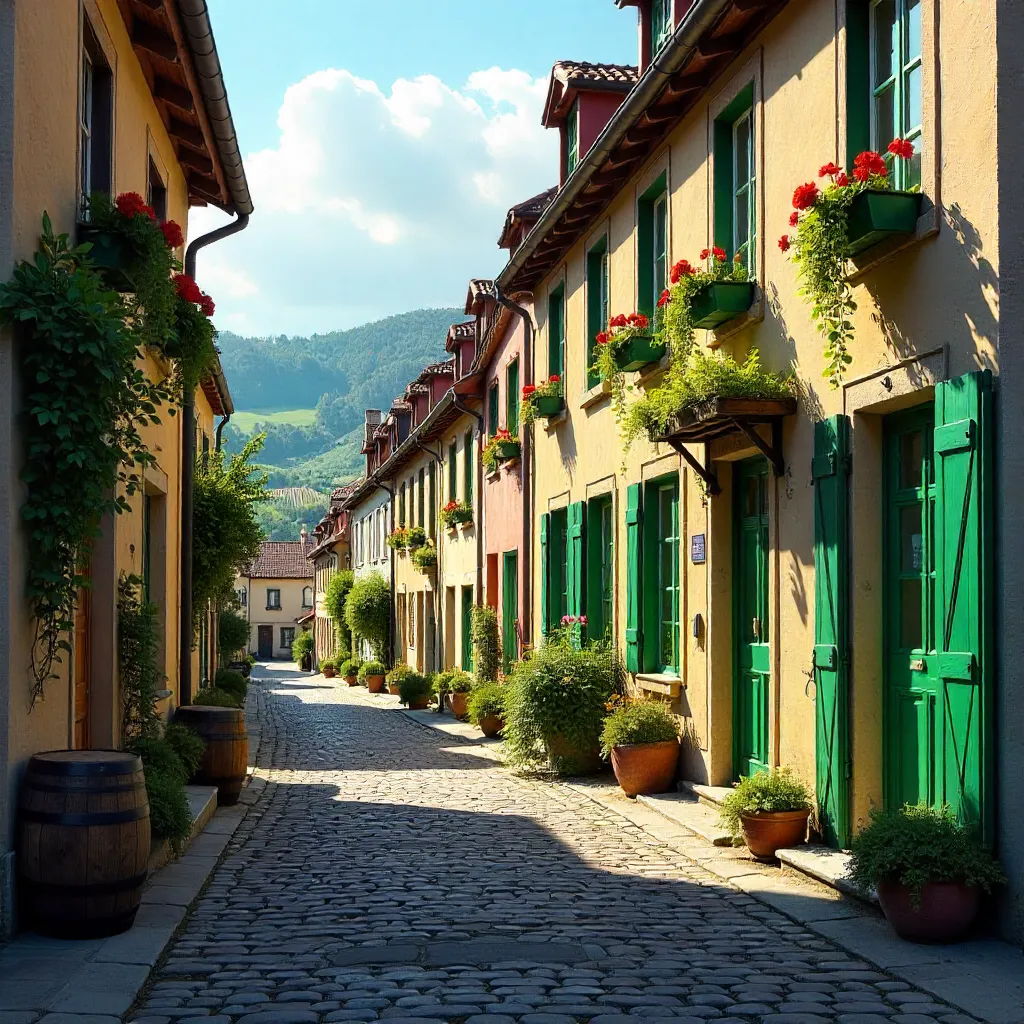 Bright Facade with Green Doors and Barrel Decor, Bernkastel-Kues