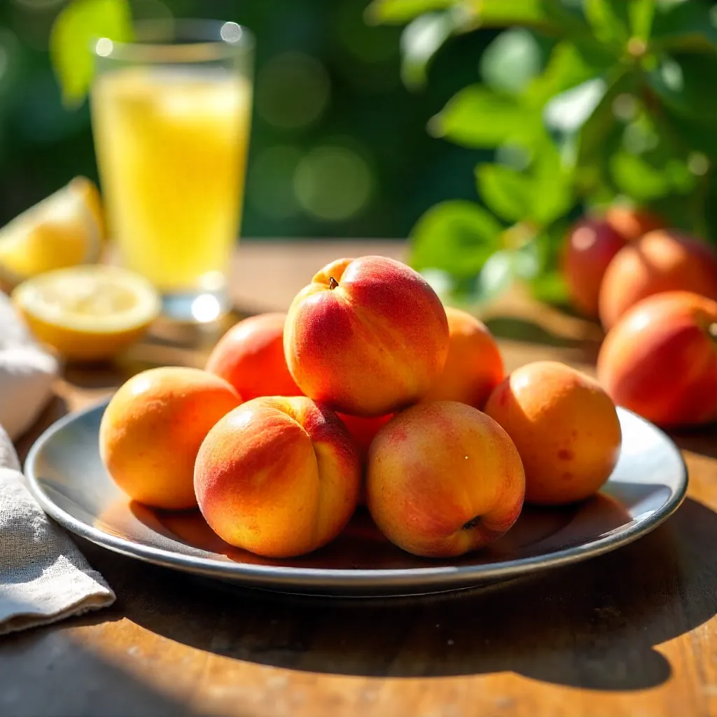 Vibrant Apricots on a Metal Plate in Summer Light