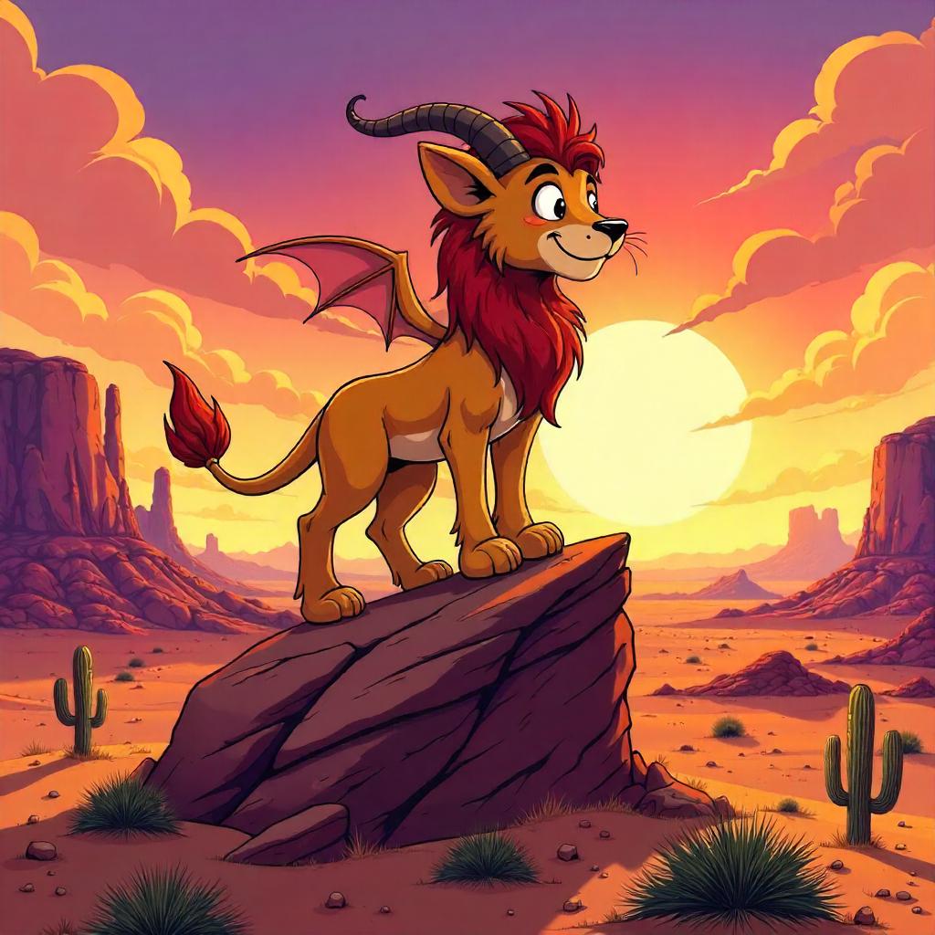 Chimera in the Badlands: Cartoon Desert Guardian