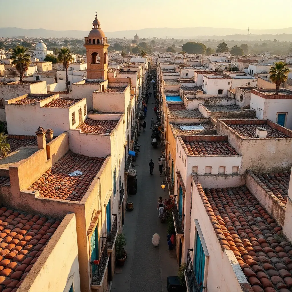 Aerial Mosaic of Moroccan Medina Rooftops