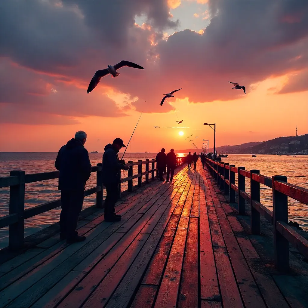 Sunset Silhouettes on Degirmendere Pier