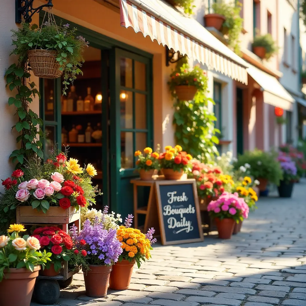 Colorful Florals Outside a Charming Flower Shop