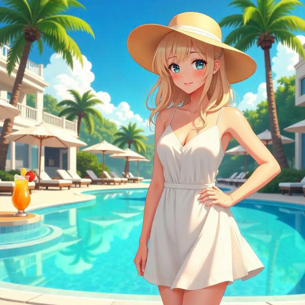 Anime-Style Resort Getaway: Fair-Skinned Beauty