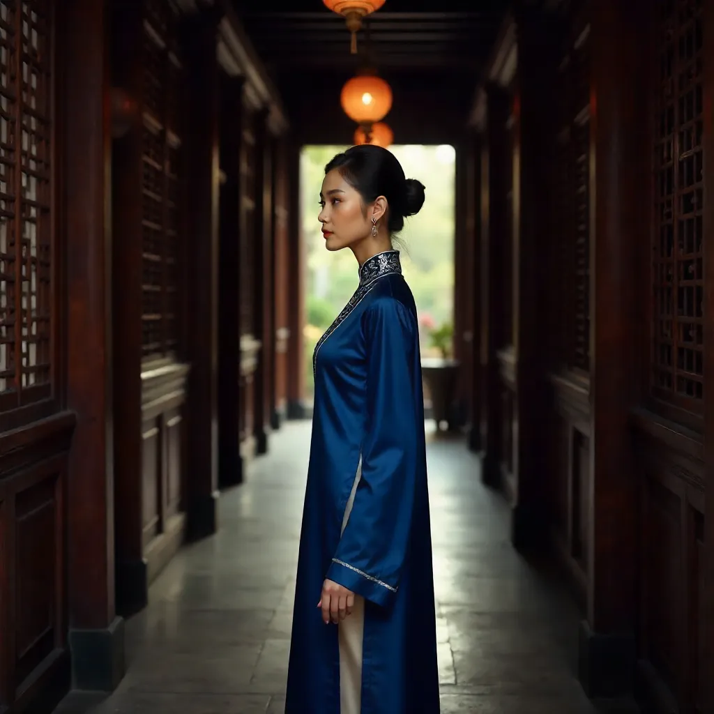 Elegance in Hanoi: Ao Dai in a Historic Corridor