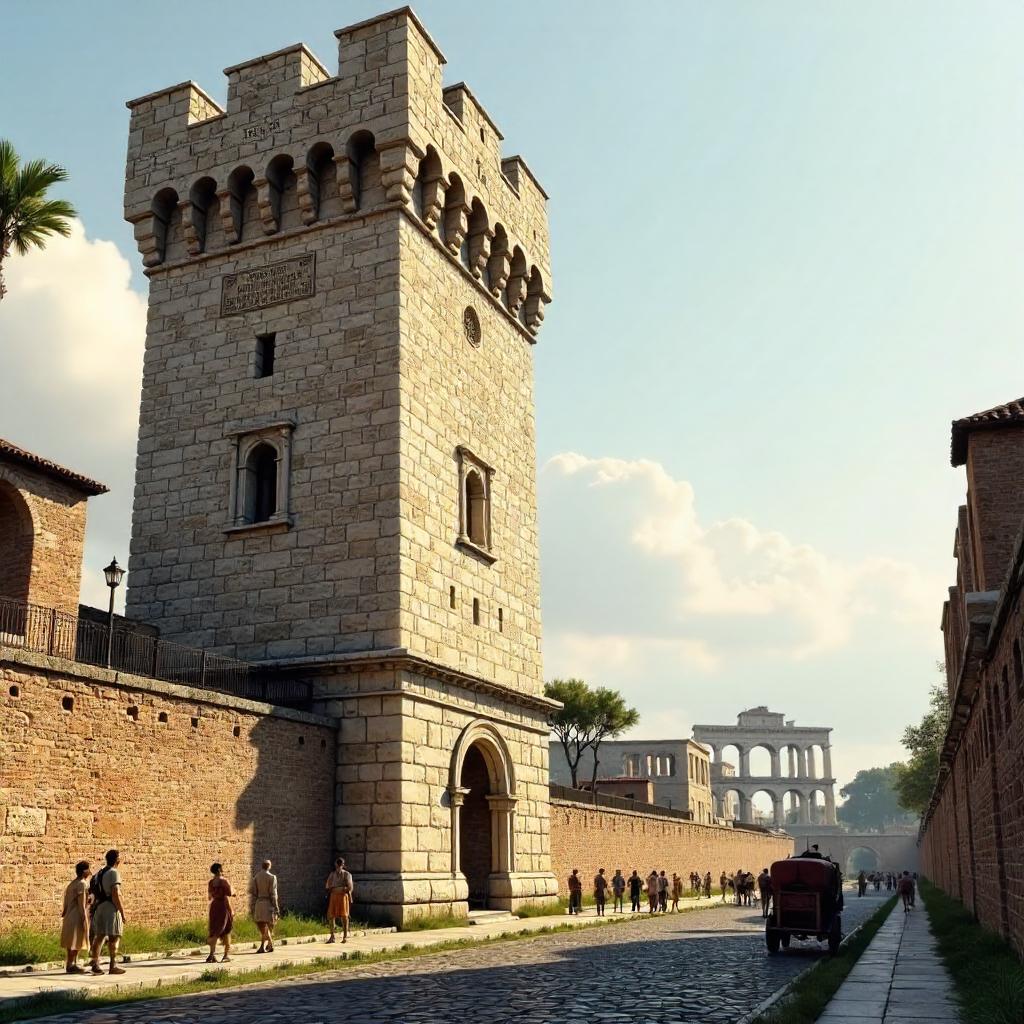 Photorealistic Roman Tower in Ancient Rome