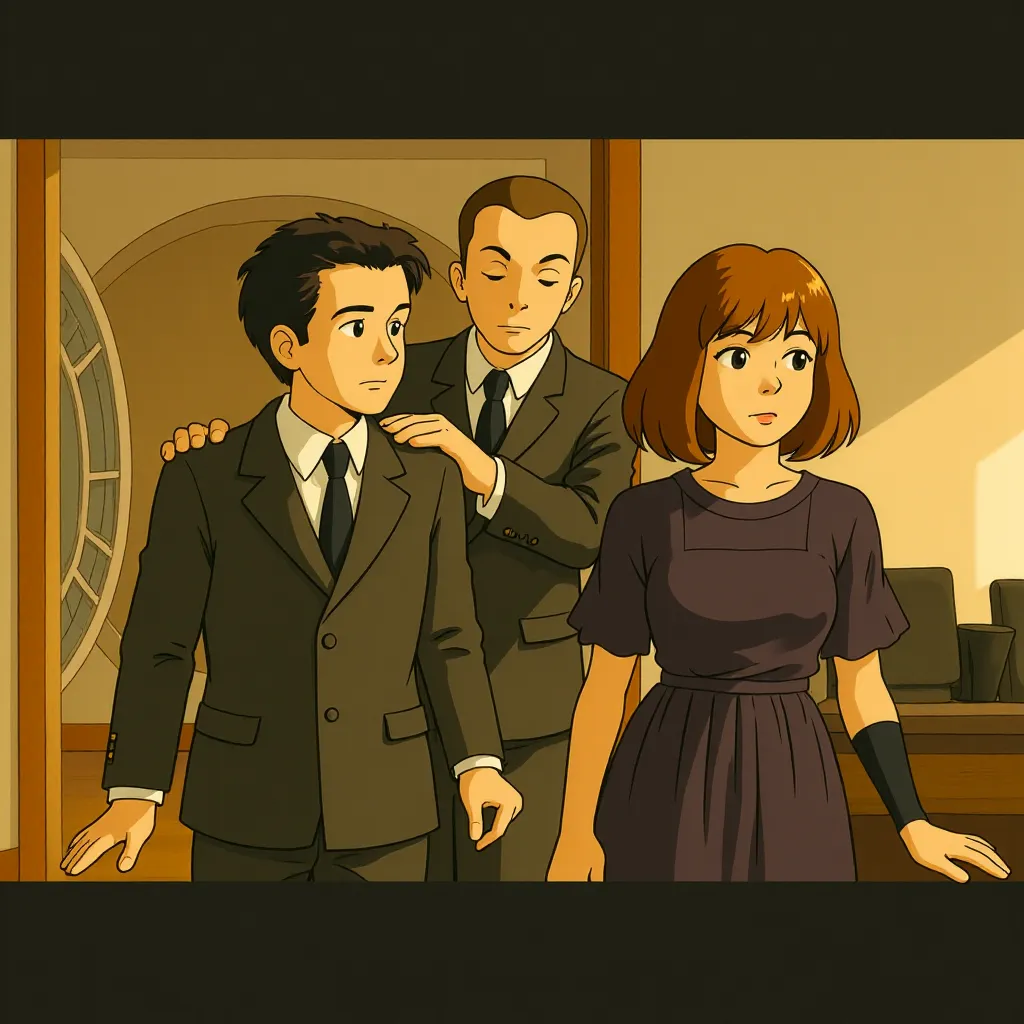 Justin Timberlake, Vincent Kartheiser, and Amanda Seyfried in In Time (2011) - Anime style