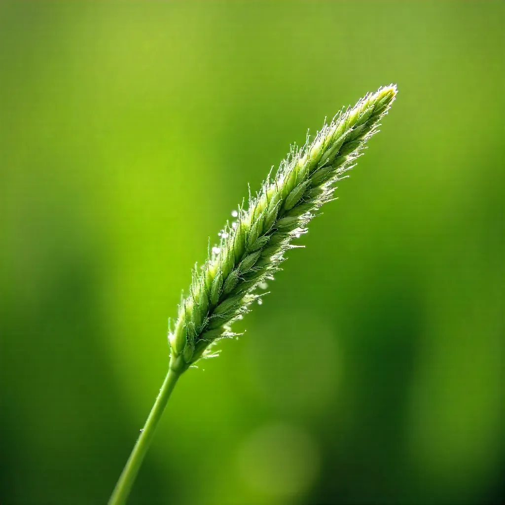 Macro Close-Up: Fuzzy Grass with Blurred Green Background