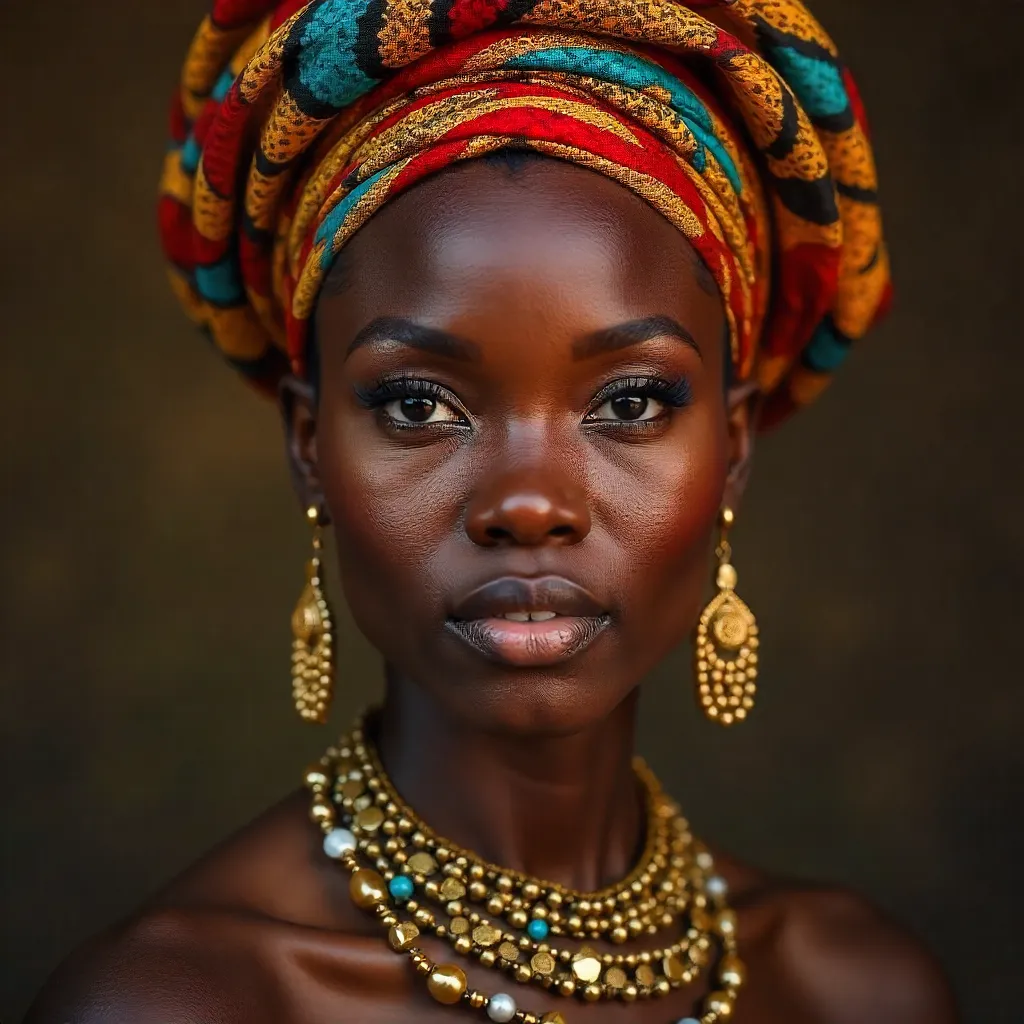 Radiant African Woman in a Traditional Headwrap