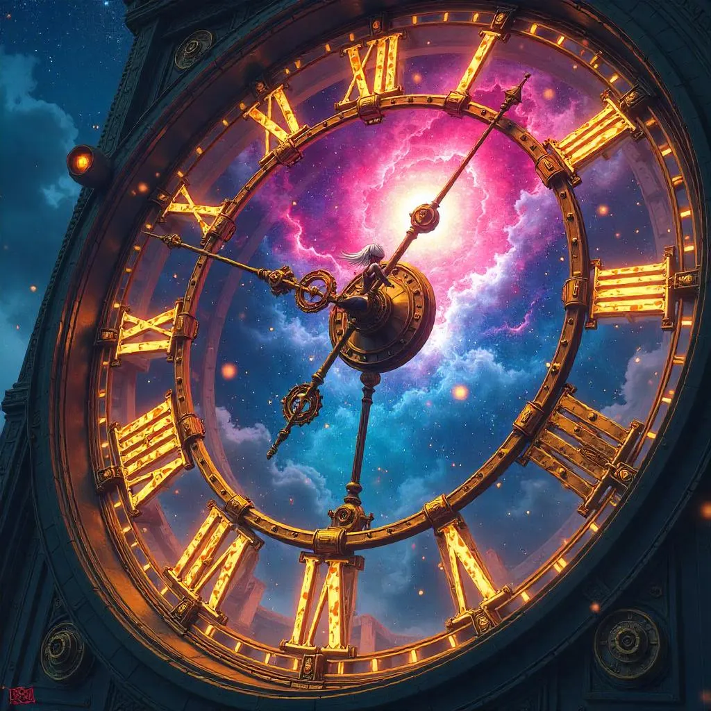 Nebula Inside a Giant Anime Clock