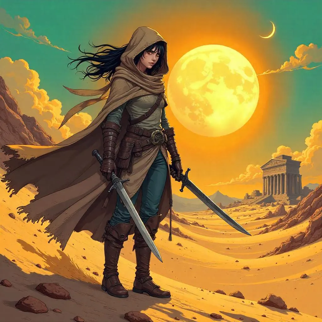 Desert Rogue: Anime-Style Antihero in Dunes