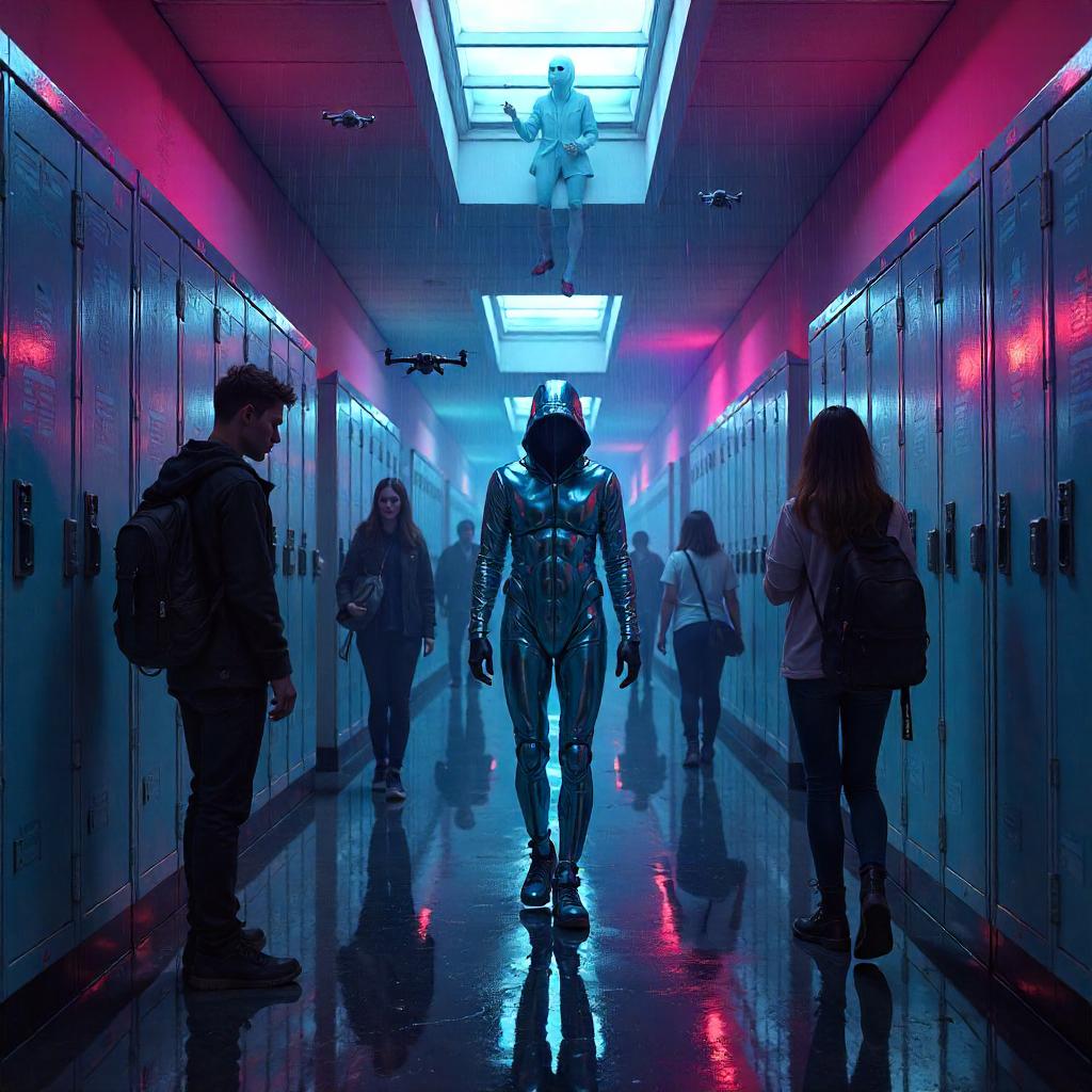 Shapeshifter in Neon Cyberpunk School