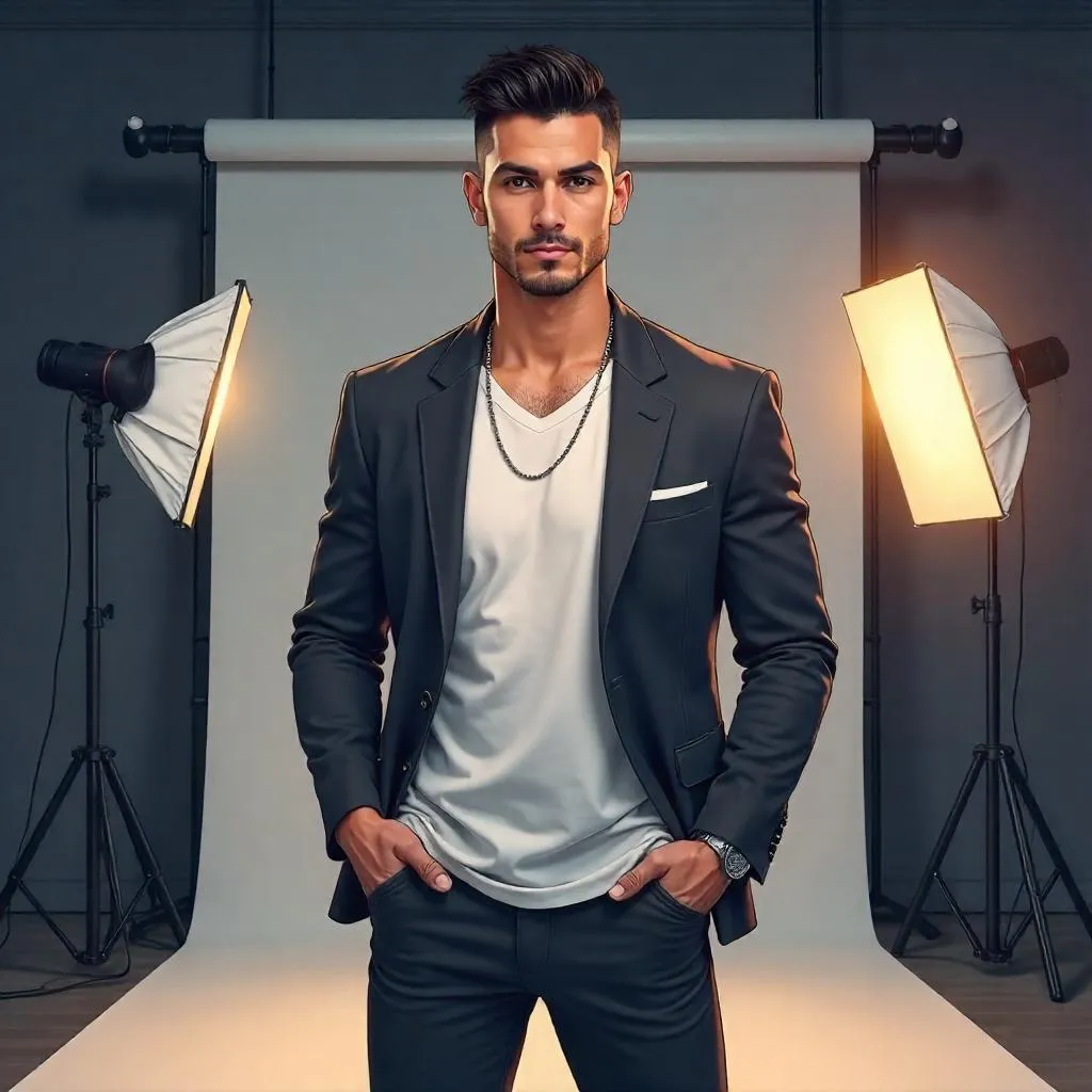 Confident Latino Man in an Anime Studio Portrait