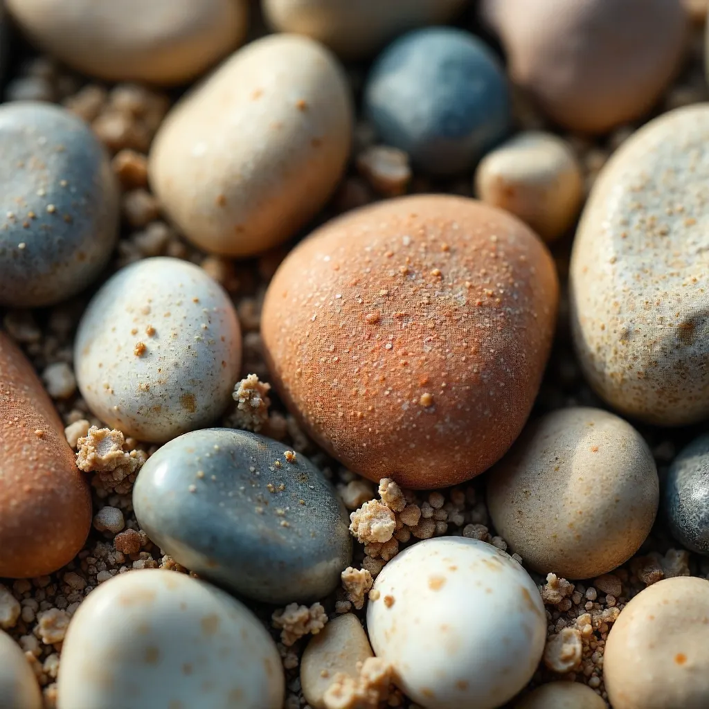 Macro Close-Up: Assorted Pebbles and Sand Textures