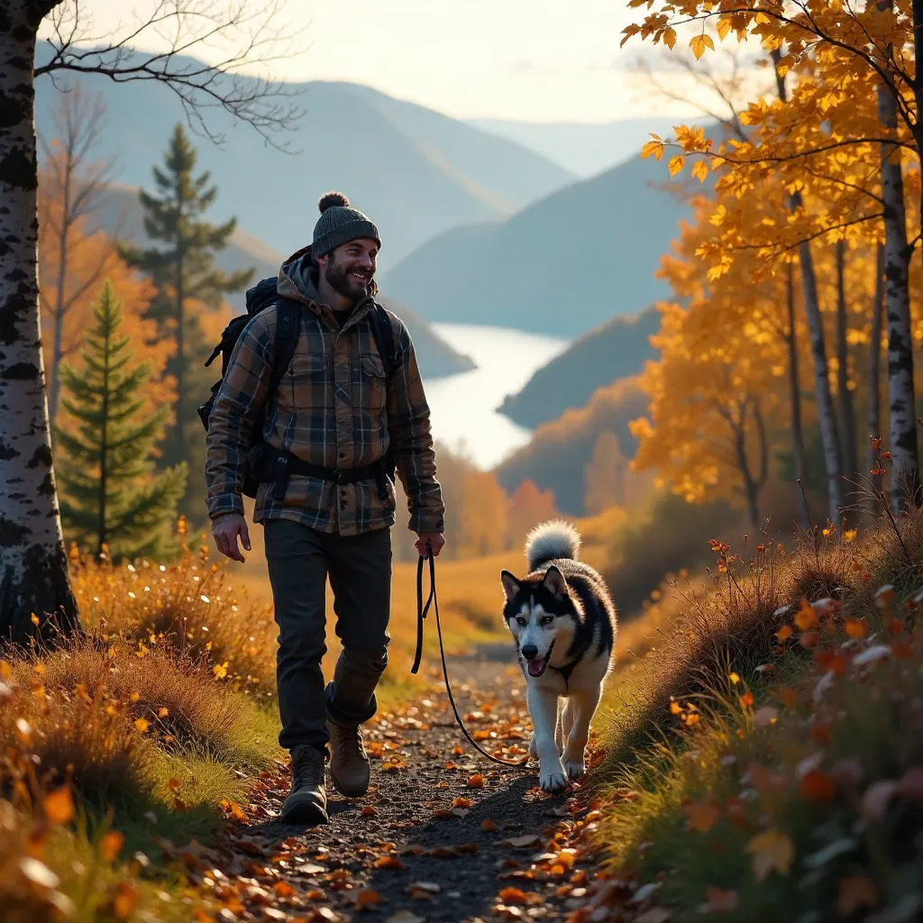 Autumn Hike with Husky in Trøndelag