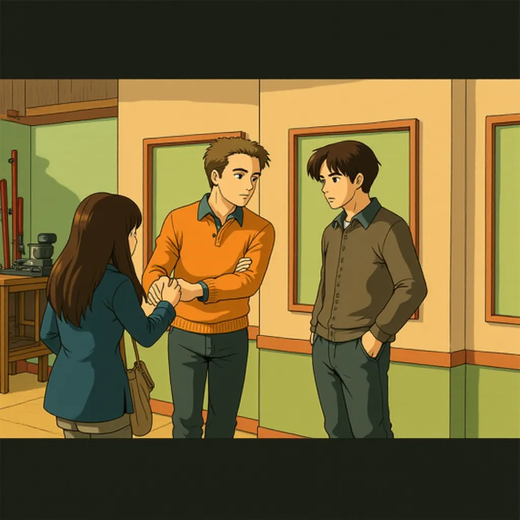 Kevin Kline, Ashton Kutcher, Britt Stewart, and Megan Honore in No Strings Attached (2011) - Anime style