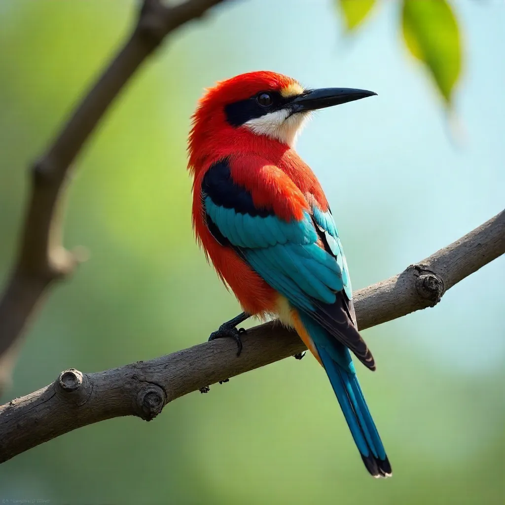 Graceful Carmine Bee-Eater Perched on a Branch