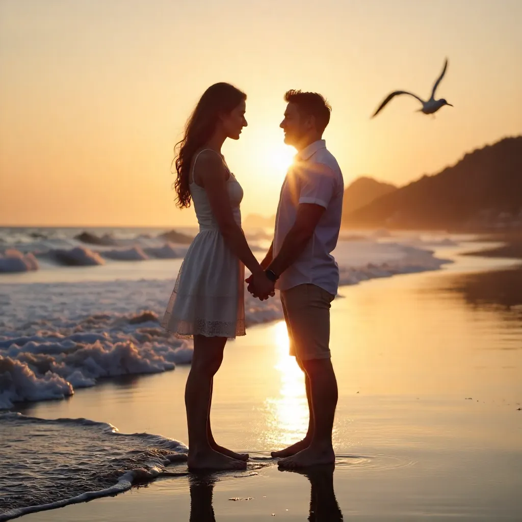 Tender Moment by the Ocean at Golden Hour