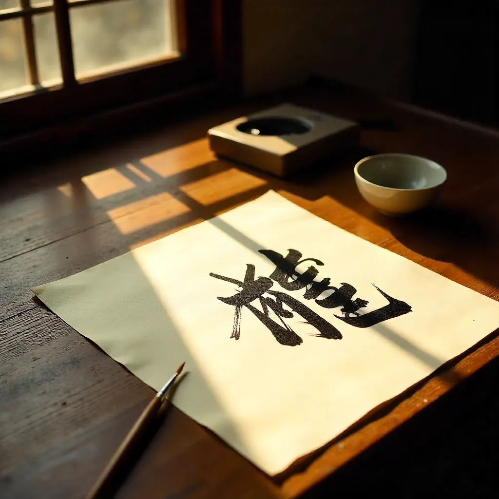 Sunlit Shadows on Chinese Calligraphy Sheets