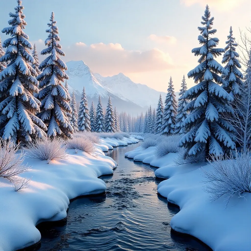 Serene winter landscape near Anchorage, Alaska