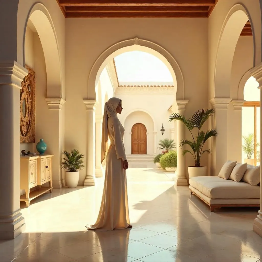 Elegant Concept Art: Young Middle Eastern Woman in a Villa