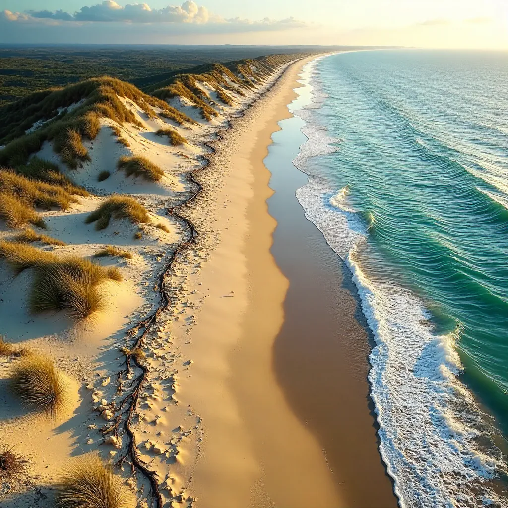 Aerial Beach Textures: Sand and Sea Meet