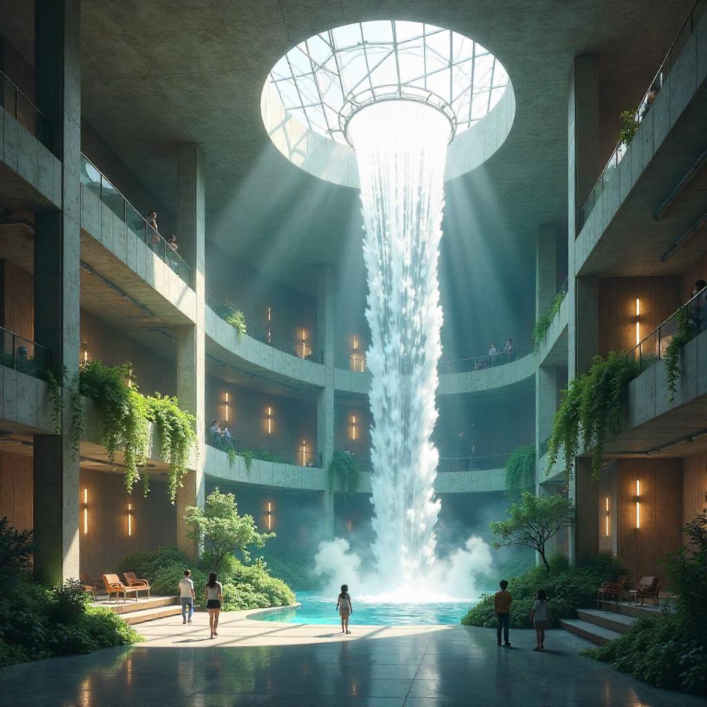 Waterfall Atrium Concept Art in a School