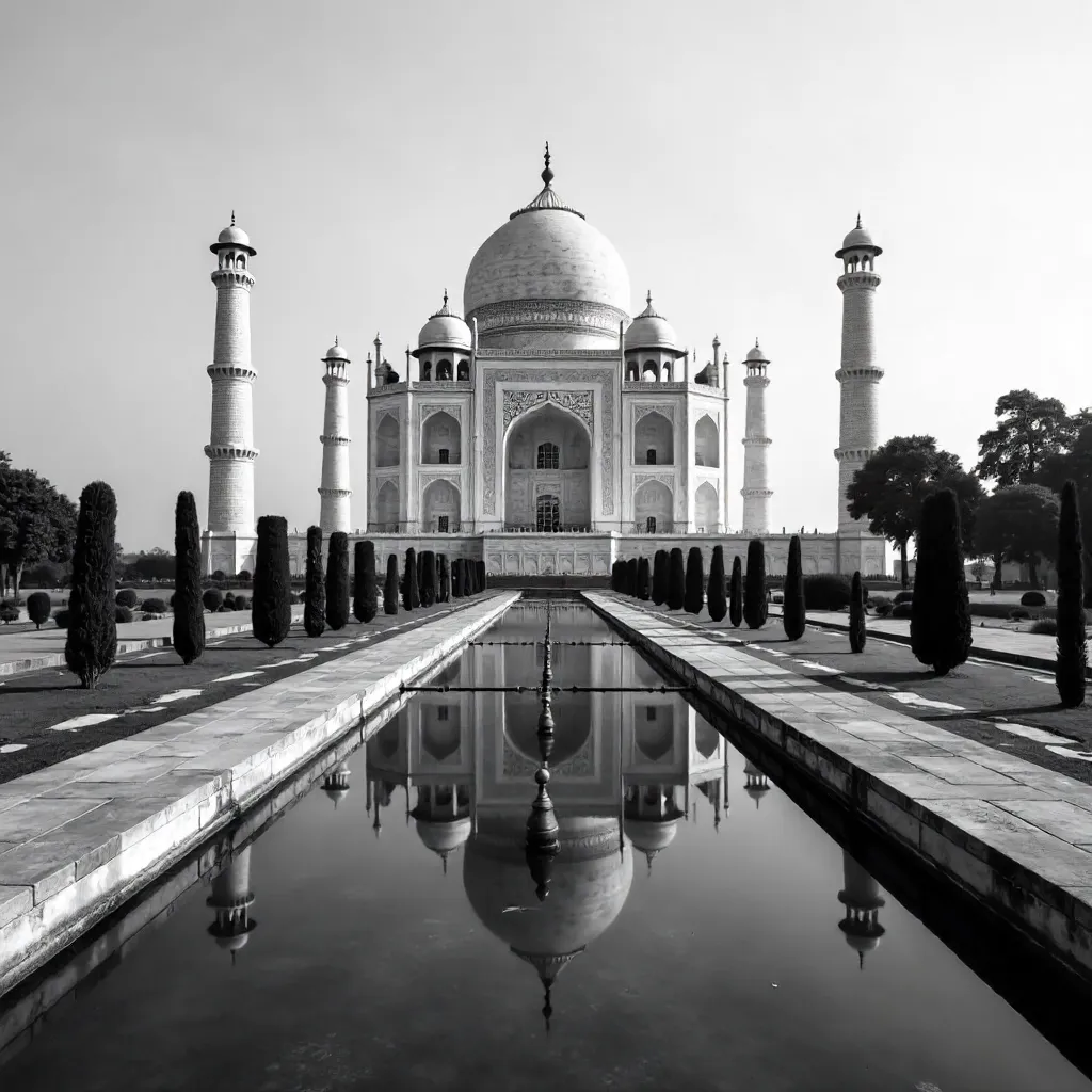 Monochrome Taj Mahal: Timeless Grandeur in Black and White