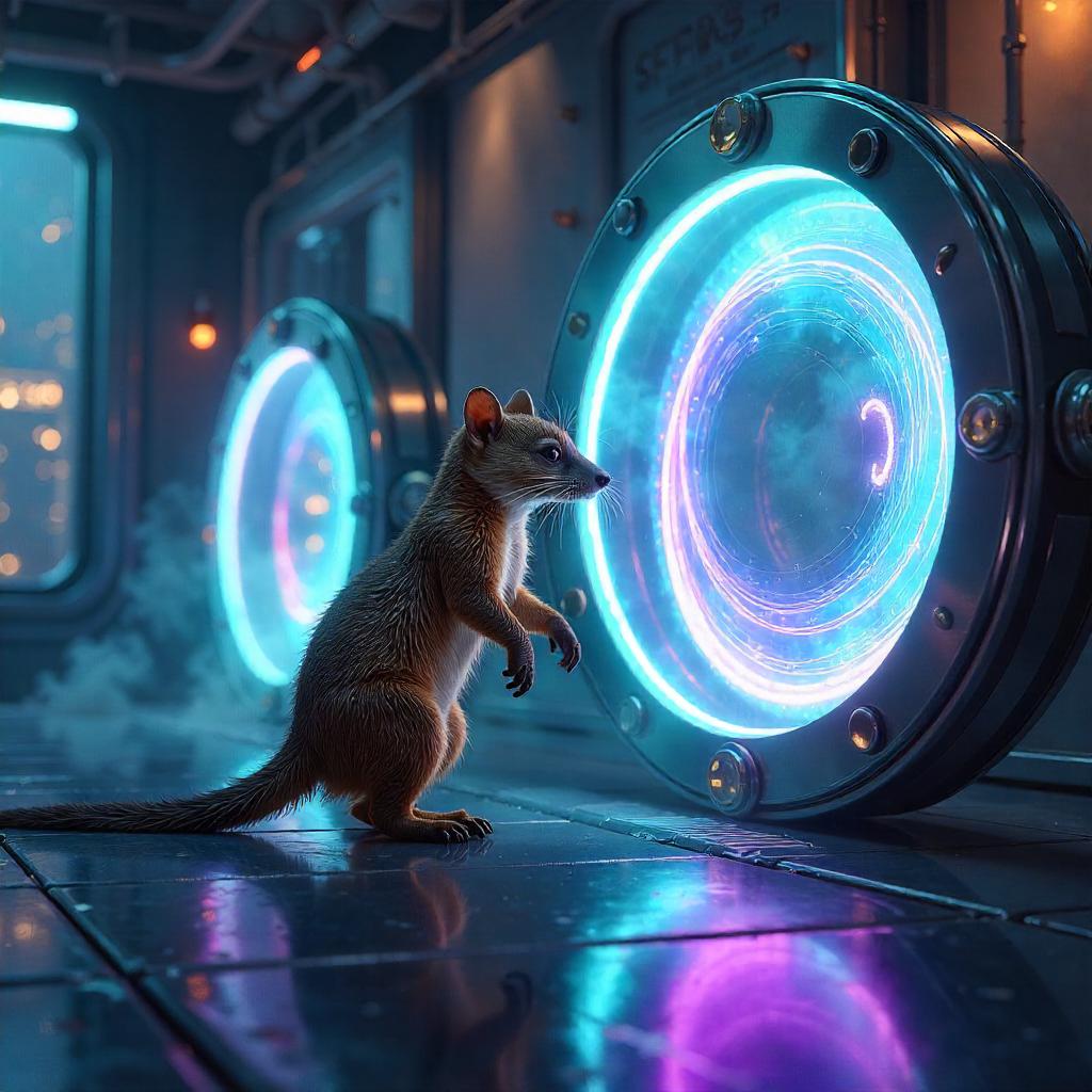 Mongoose in a Portal Lab: Neon Portal Concept Art