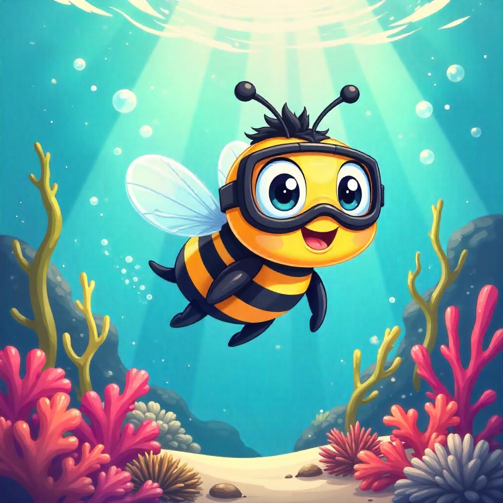 Underwater Cartoon Bee Adventure
