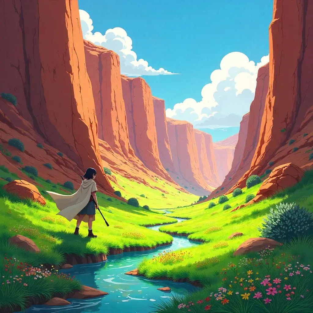 Anime Meadow Within a Desert Canyon