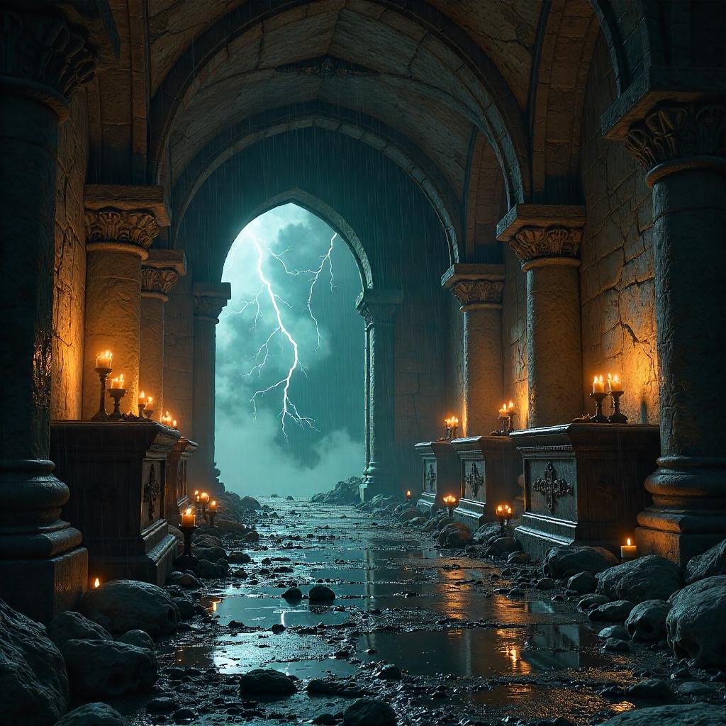 Storm Inside a Crypt – 3D Render