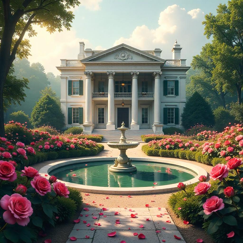 Rose Garden Mansion in Digital Dawn