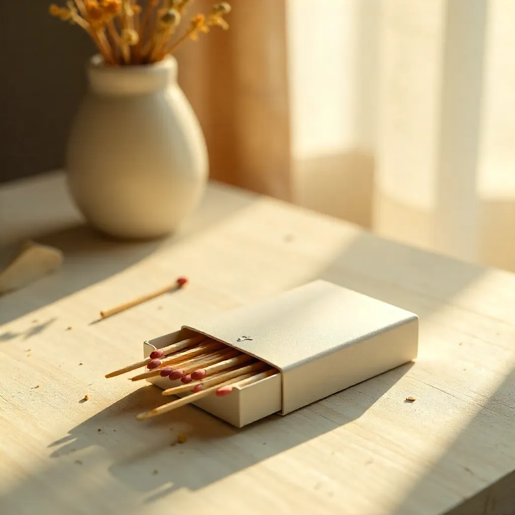 Sunlit Boheme: Minimalist Matchbox with Long-Form Matches