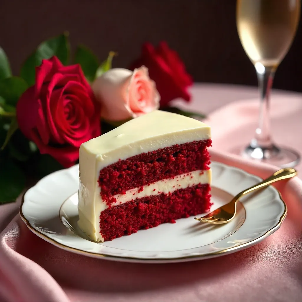 Elegant Red Velvet Cake with Roses