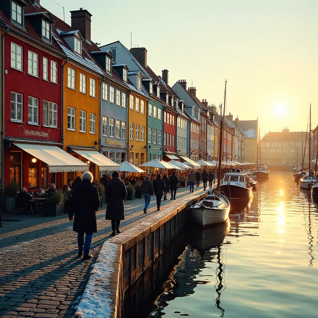 Nyhavn Winter Sunlit Colorful Facades