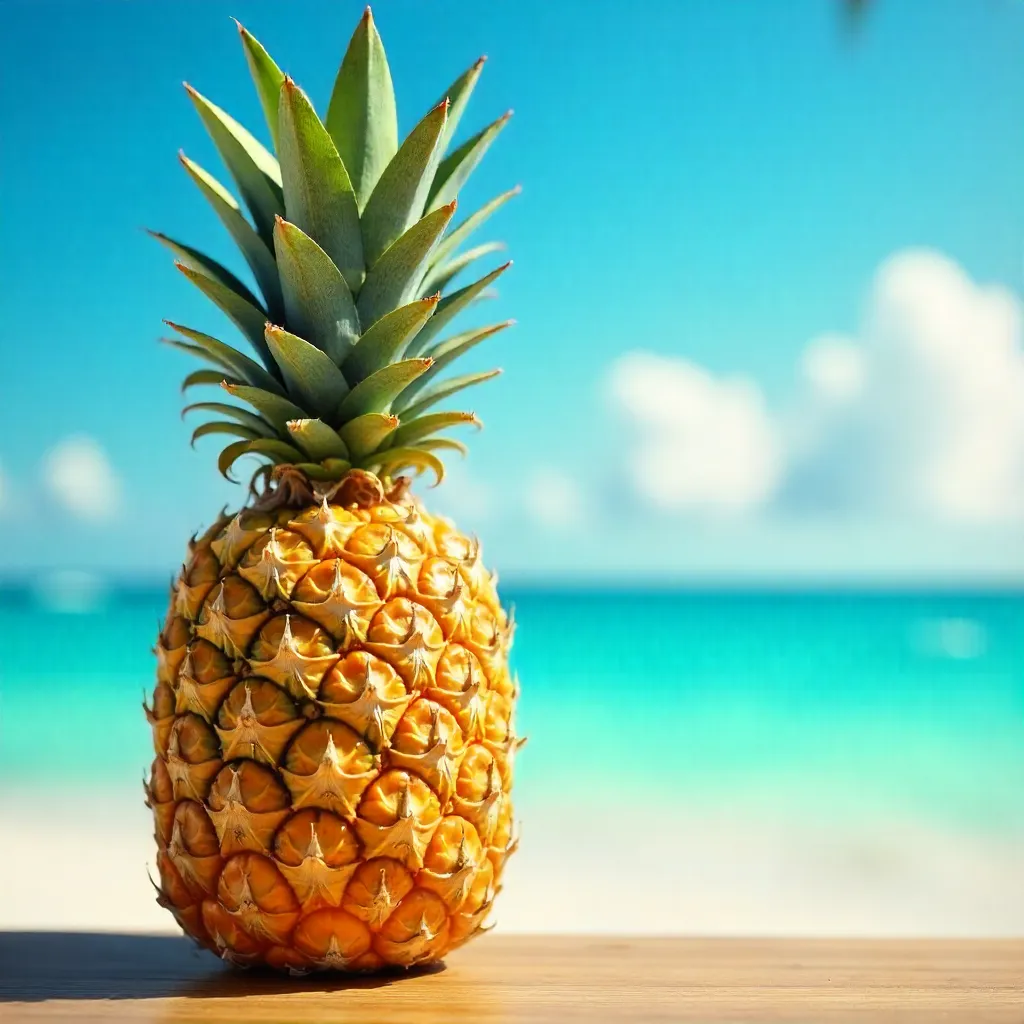 Vibrant Pineapple Under a Clear Tropical Sky