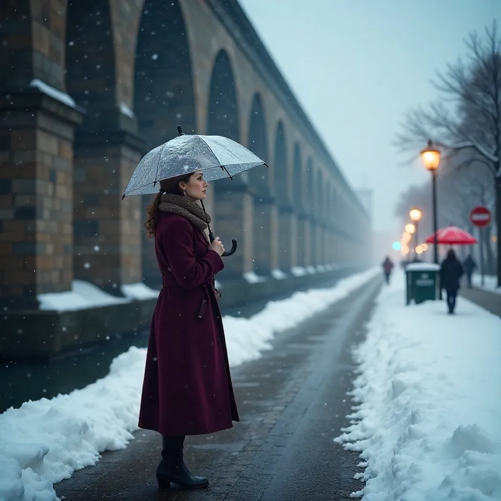 Serene Winter Moment by Segovia Aqueduct