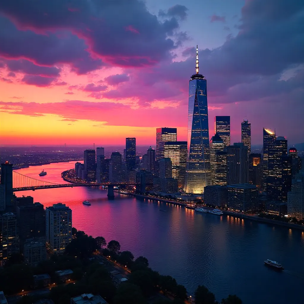 Twilight Majesty: NYC Skyline with One World Trade Center