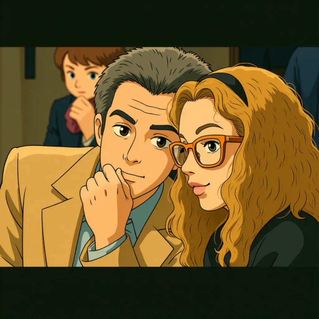 Dustin Hoffman and Lindsay Doran in Stranger Than Fiction (2006) - Anime style