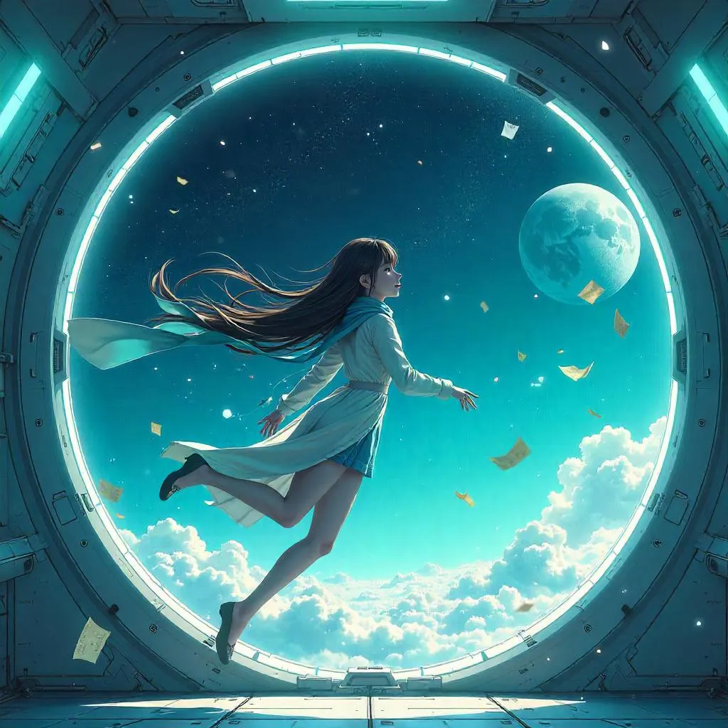 Zero-G Wind: Anime Portrait in Space