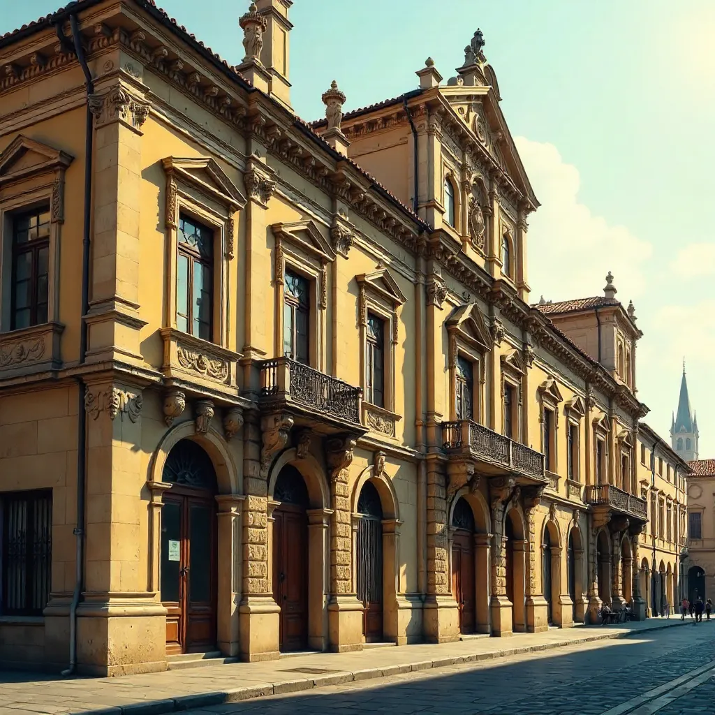 Golden Hour Facade of a Historic European Building