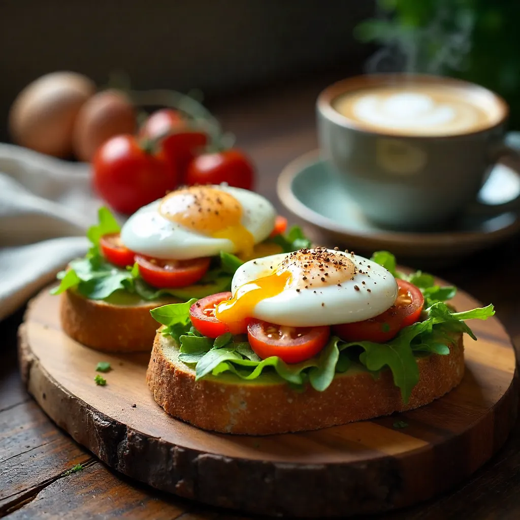 Sunny Open-Faced Breakfasts: Poached Eggs & Latte