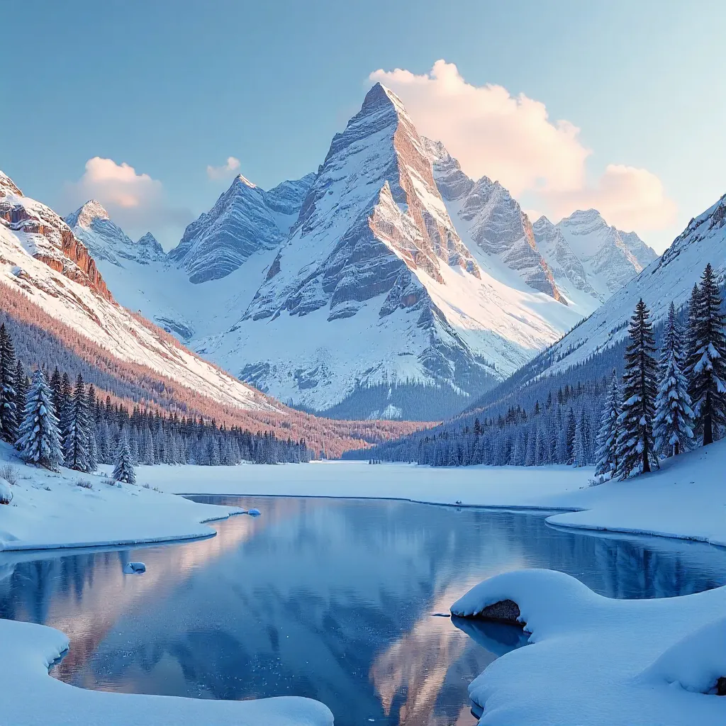 Remote Winter Majesty Over Snowy Peaks