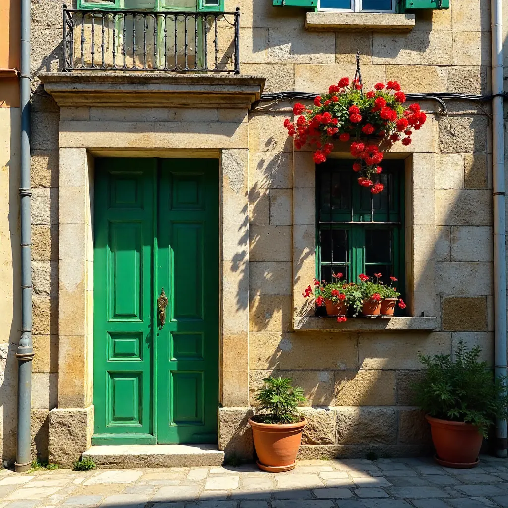 Historic İzmir Stone Facade with Green Door