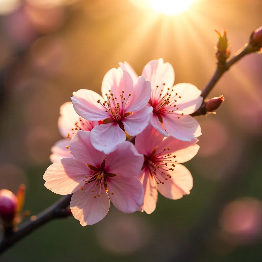 Golden Hour Cherry Blossoms: Spring Rebirth